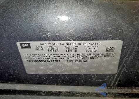 2015 Chevrolet Impala Ltz из США, поврежденный, VIN 2G1165S35F9241387